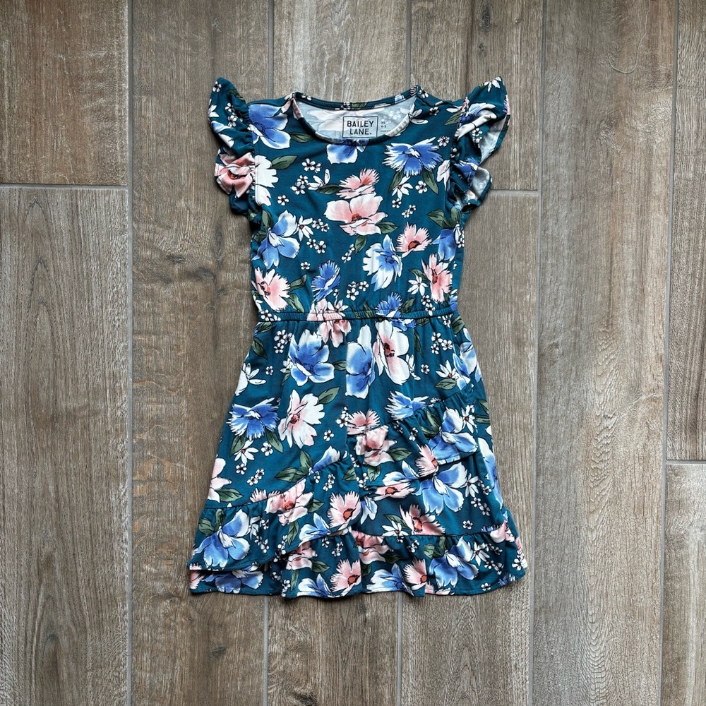 Bailey Lane Floral Ruffle Kids Dress With Pockets Sz XS (4/5)